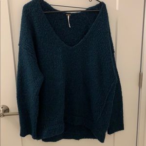 Free People Oversized Teal Sweater S